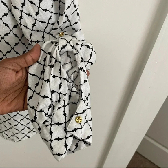 Linen Charter Club Luxury 100% linen white/black button down shirt L - Picture 5 of 5